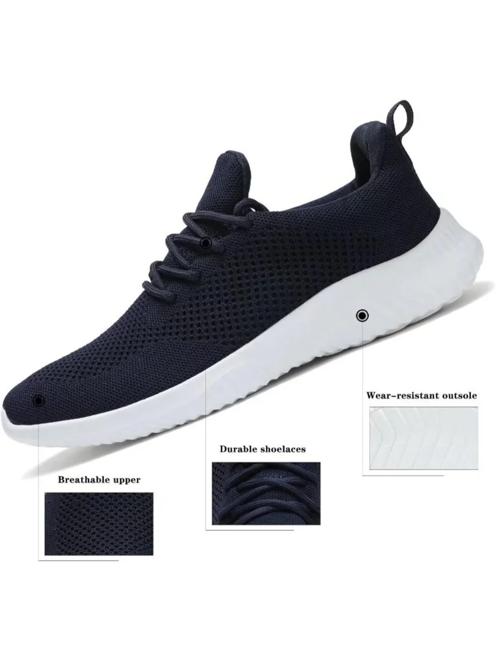 🆕Men's Dark Blue Slip on Walking Shoes Ultra Light Breathable Running Shoes